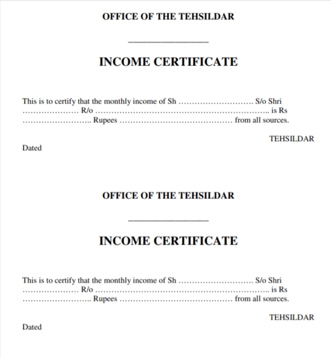 Application Form For Income Certificate In Jammu And Kashmir AFD CSD Price List