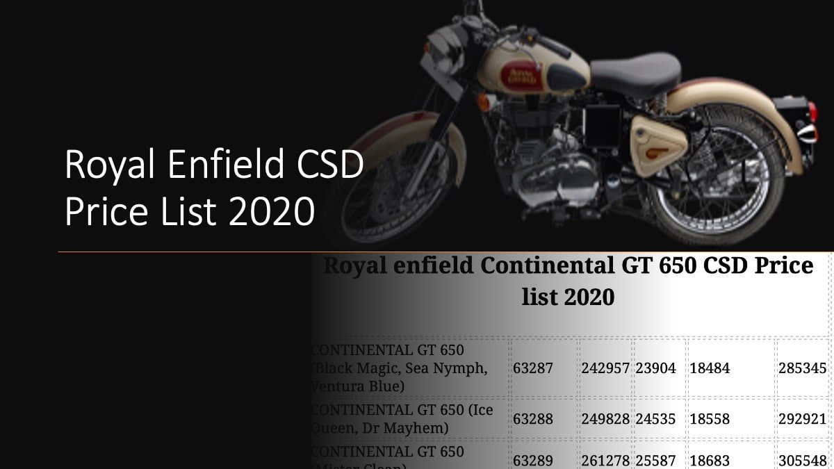 royal enfield csd price list 2020