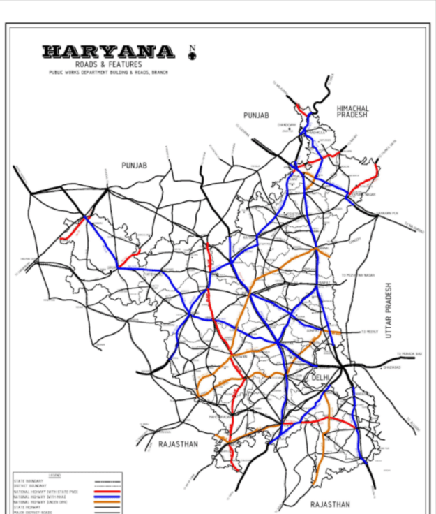 Haryana National Highways Map 