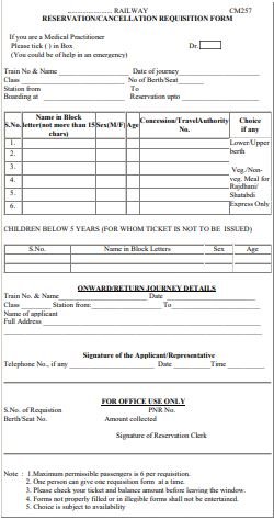 Reservation/Cancellation Requisition Form